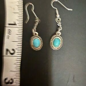 Nwt Hand Crafted Silver and Turquoise toned  Earrings